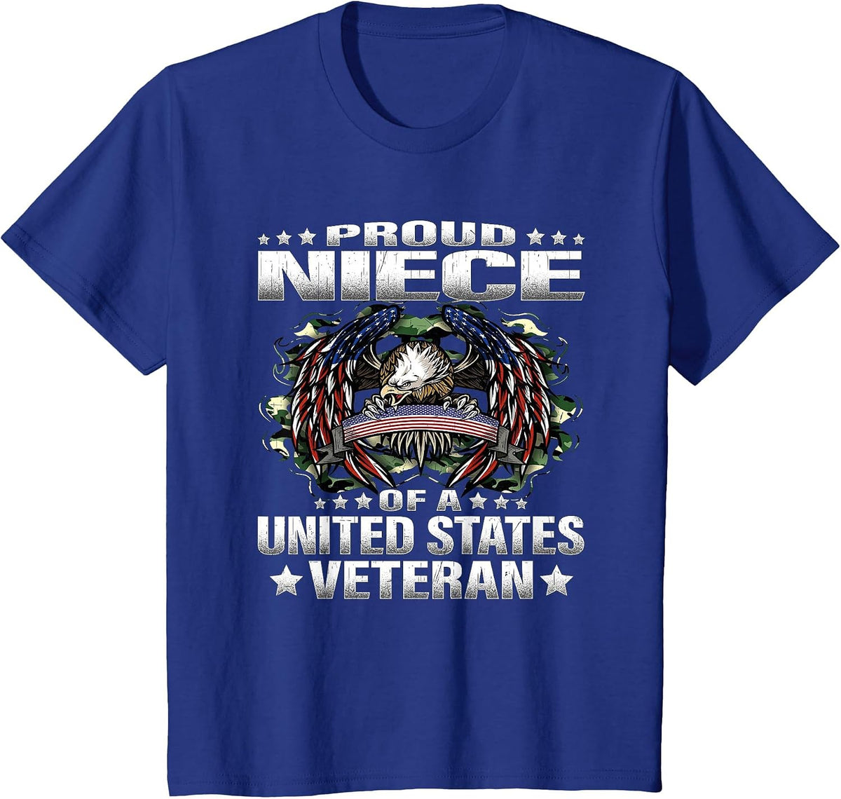 Proud Niece of A United States Veteran Military Vet's Family T-Shirt - Royal Blue