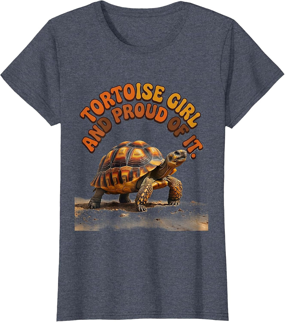 Women's Tortoise Girl And Proud Of It Retro 70s Turtle Lover Gift T-Shirt - Heather Blue