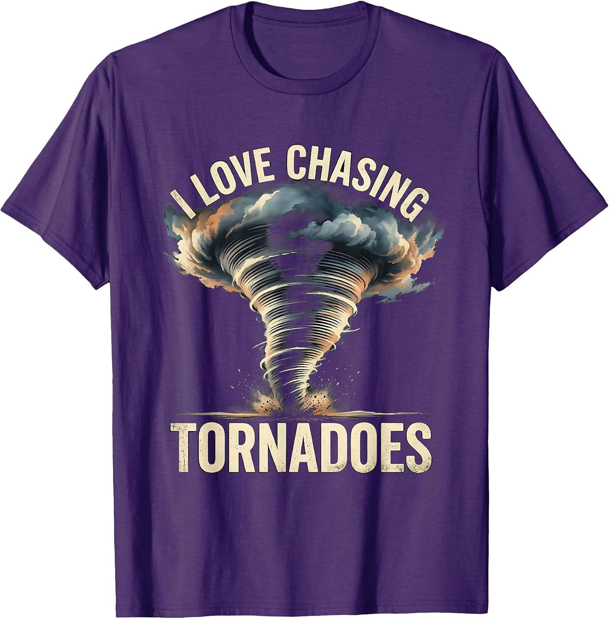 I Love Chasing Tornadoes Distressed Storm Chaser Meteorology T-Shirt - Purple
