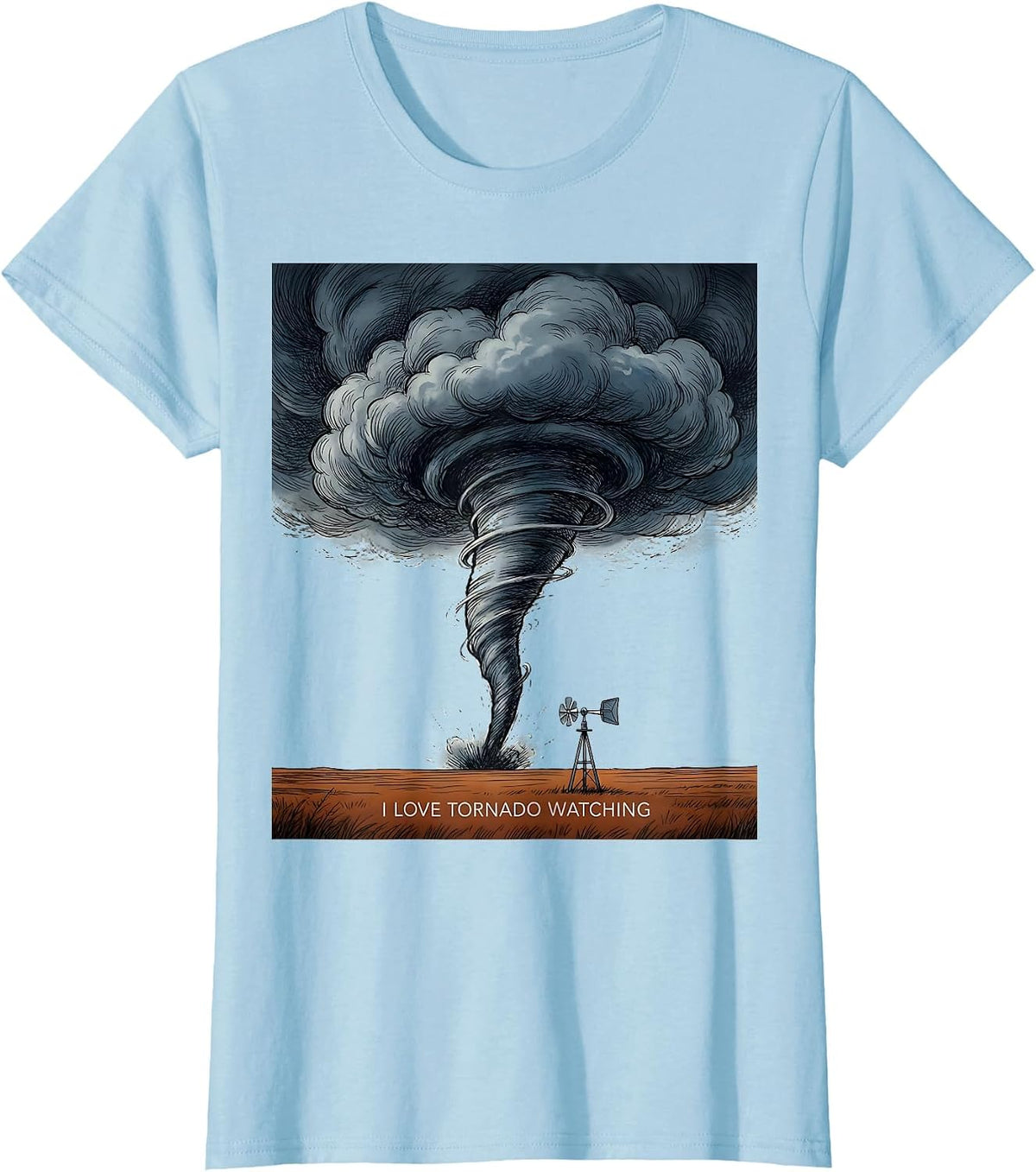 I Love Tornado Watching Enthusiast Storm Chaser Weather T-Shirt - Baby Blue