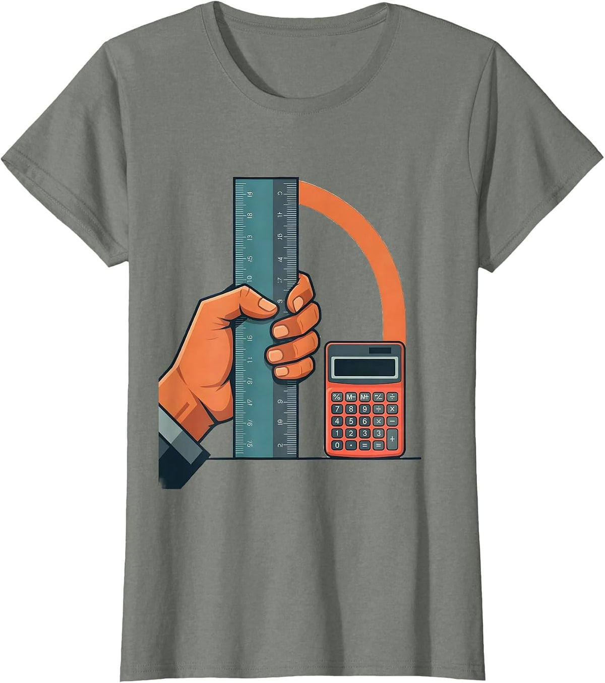 Slide Rule Classically Trained Retro Math Engineer T-Shirt - Olive Heather