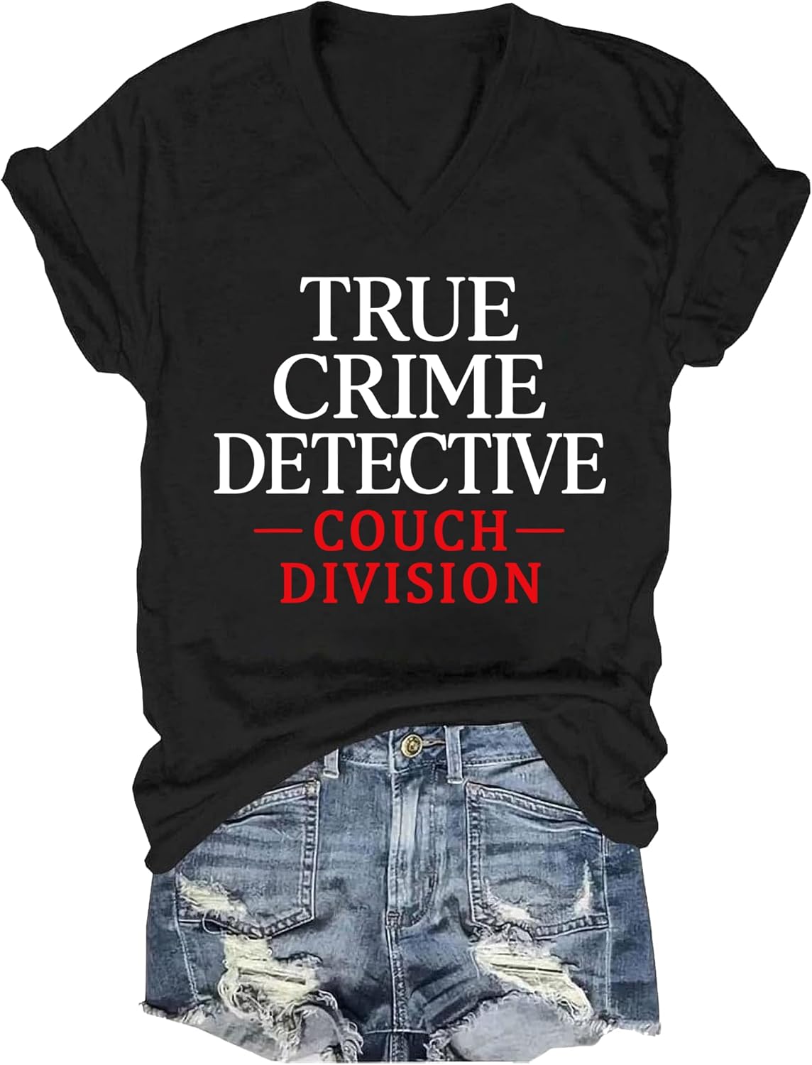 True Crime Detective Couch Division Shirt True Crime Detective Tshirt Couch Division Shirts for Women Men - V-Neck Black