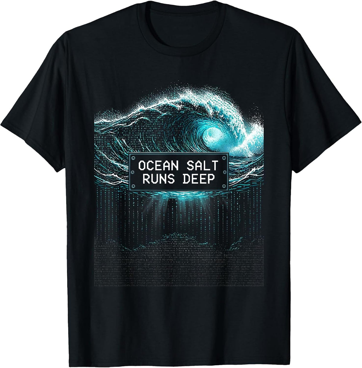 Men's Ocean Salt Runs Deep Salty Sea Design T-Shirt - Black