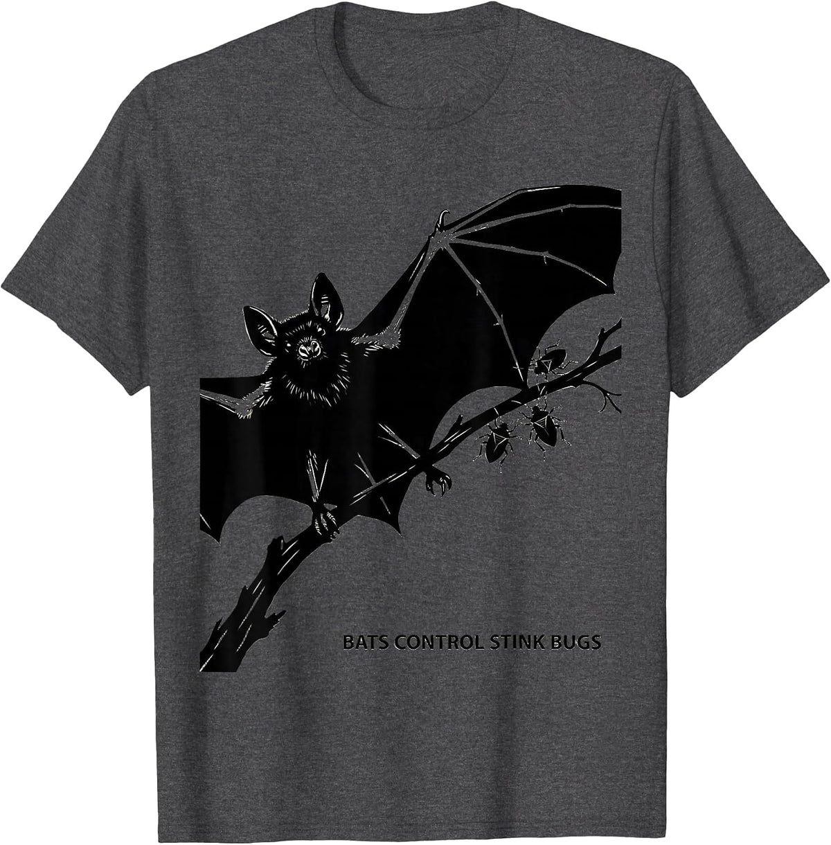 Bats Control Stink Bugs Vintage Gothic Bat Lover Halloween T-Shirt - Dark Heather Grey