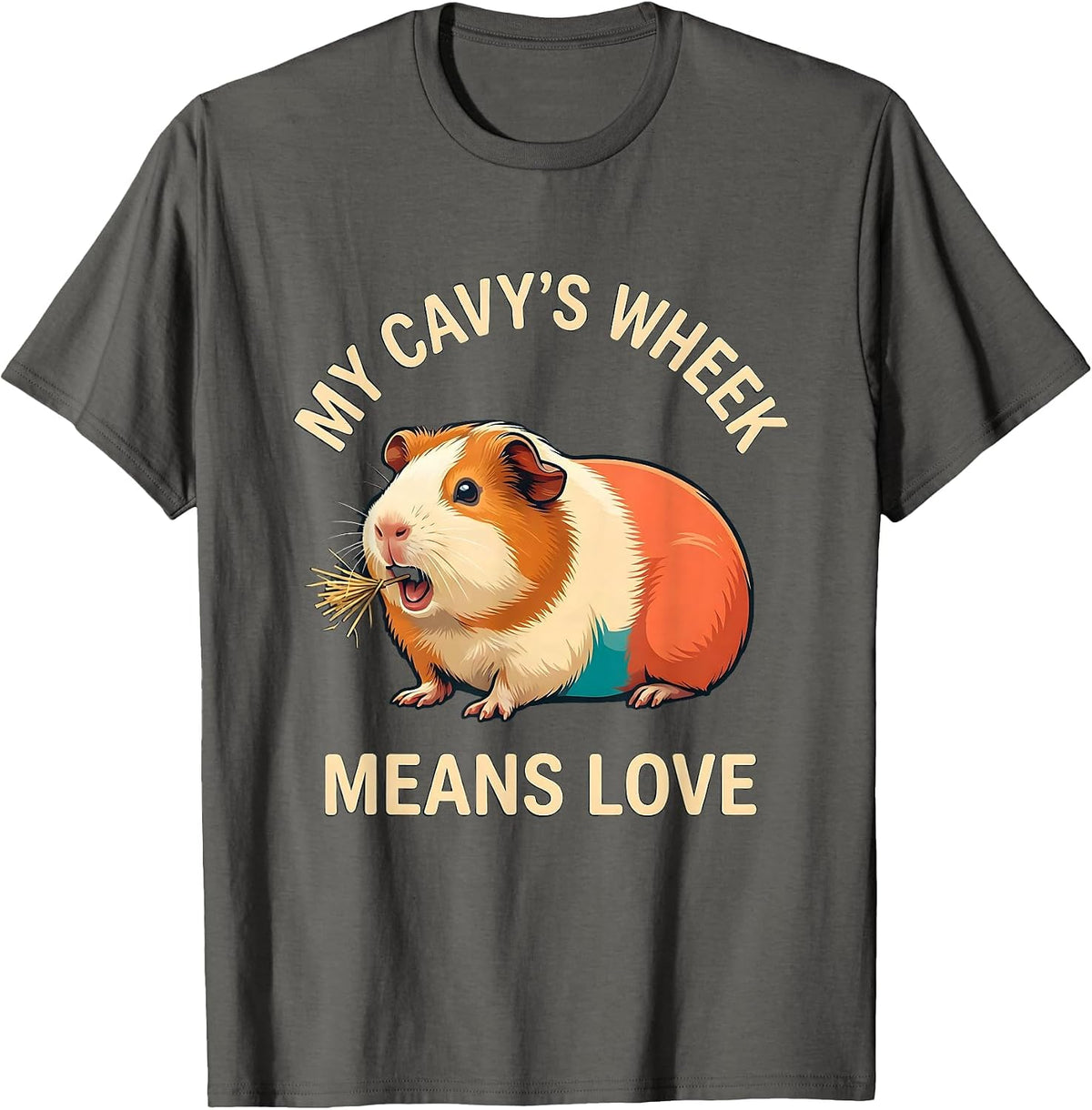 Men's My Cavy's Wheek Means Love Funny Guinea Pig Pet Lover Gift T-Shirt - Asphalt Grey