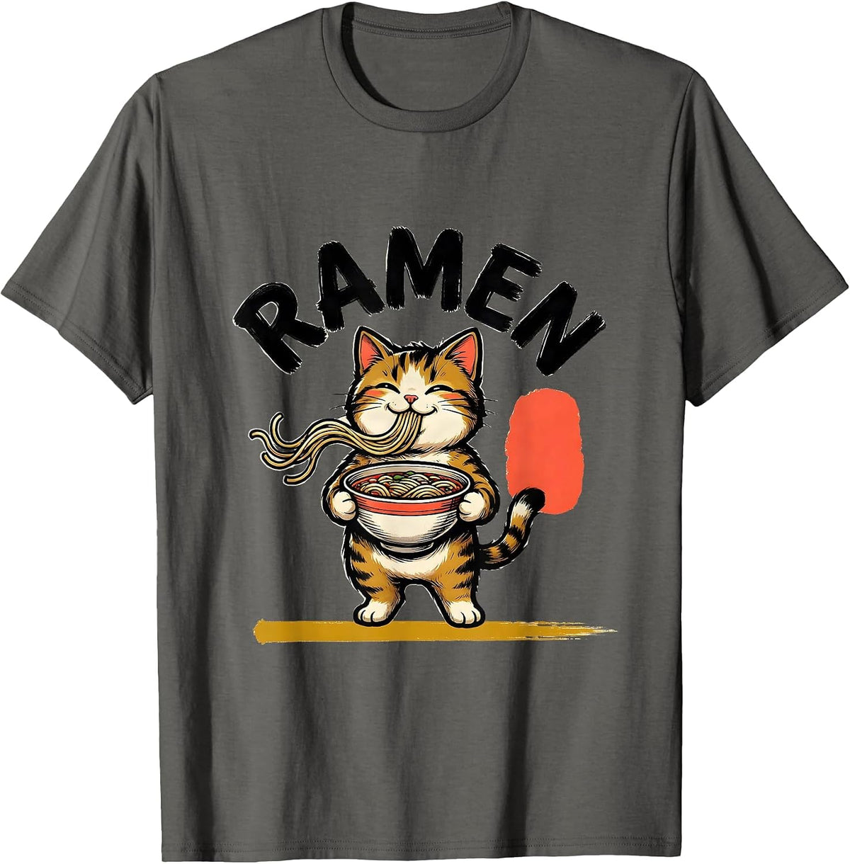 Men's RAMEN Kawaii Anime Cat Japanese Humor Ramen Lover Gift T-Shirt - Asphalt Grey