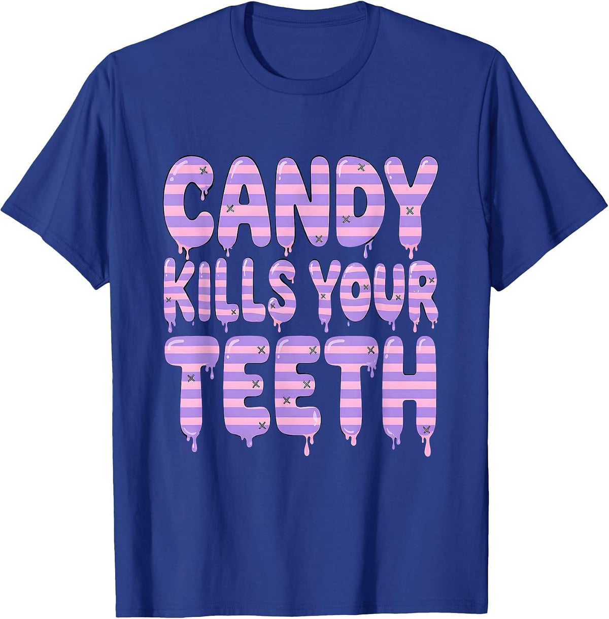 Men's Candy Kills Your Teeth Halloween Dental Design T-Shirt - Royal Blue