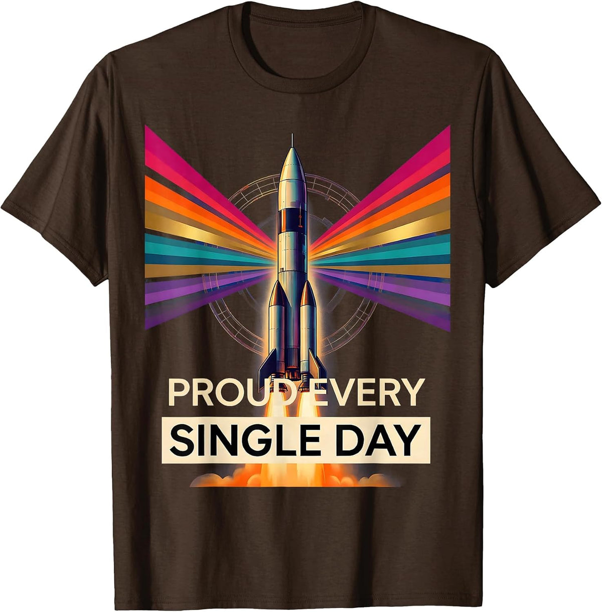 Men's Pride Flag Proud Every Single Day Design T-Shirt - Brown