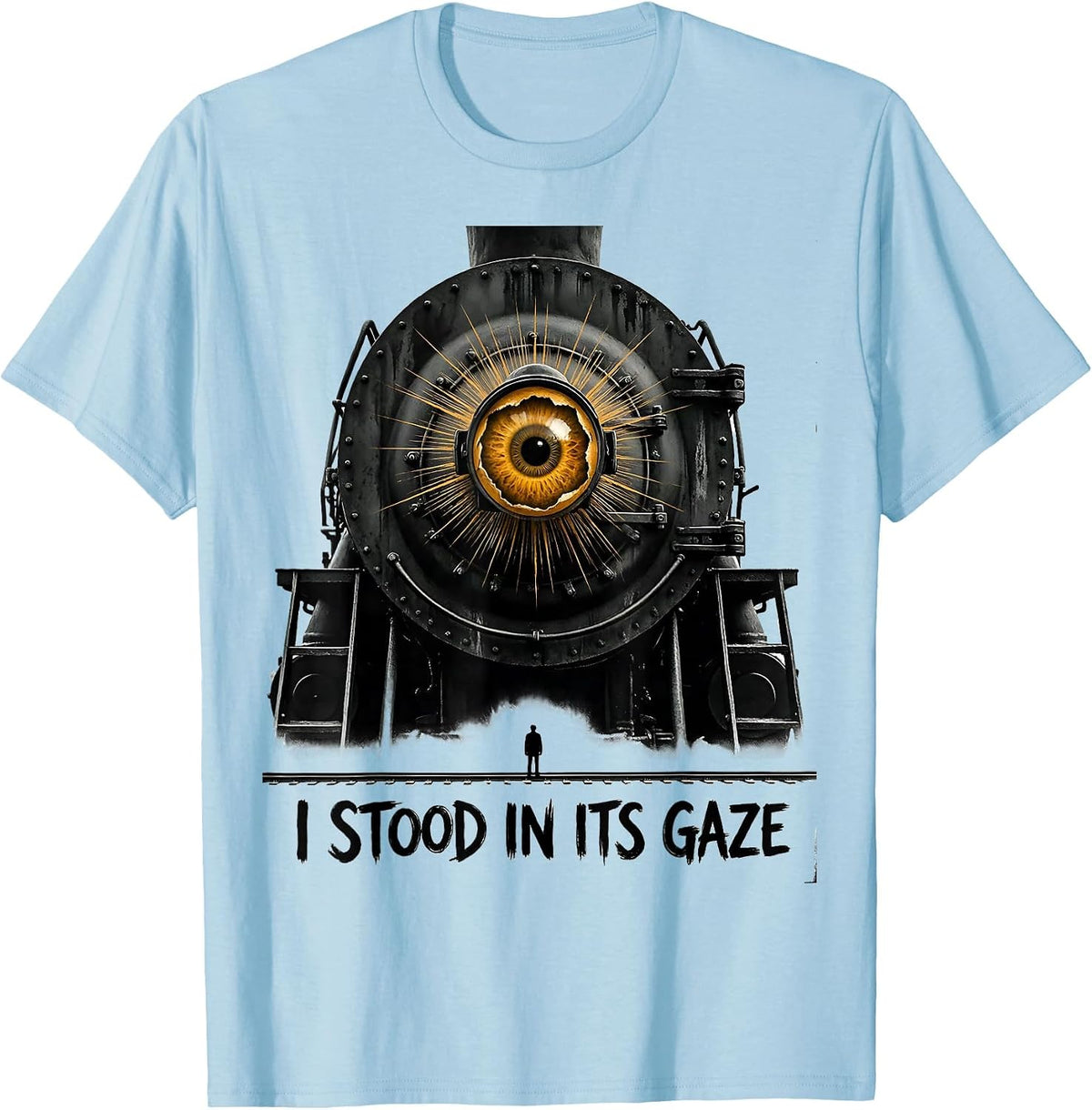 Men's I Stood In Its Gaze Big Boy 4014 Steam Train Engineer T-Shirt - Baby Blue