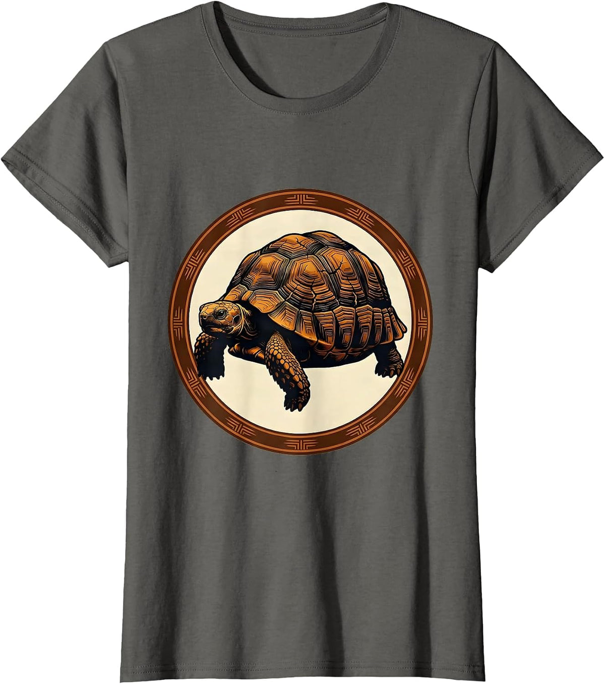 Women's Desert Tortoise Cracked Saddle Shell Western Art T-Shirt - Asphalt Grey