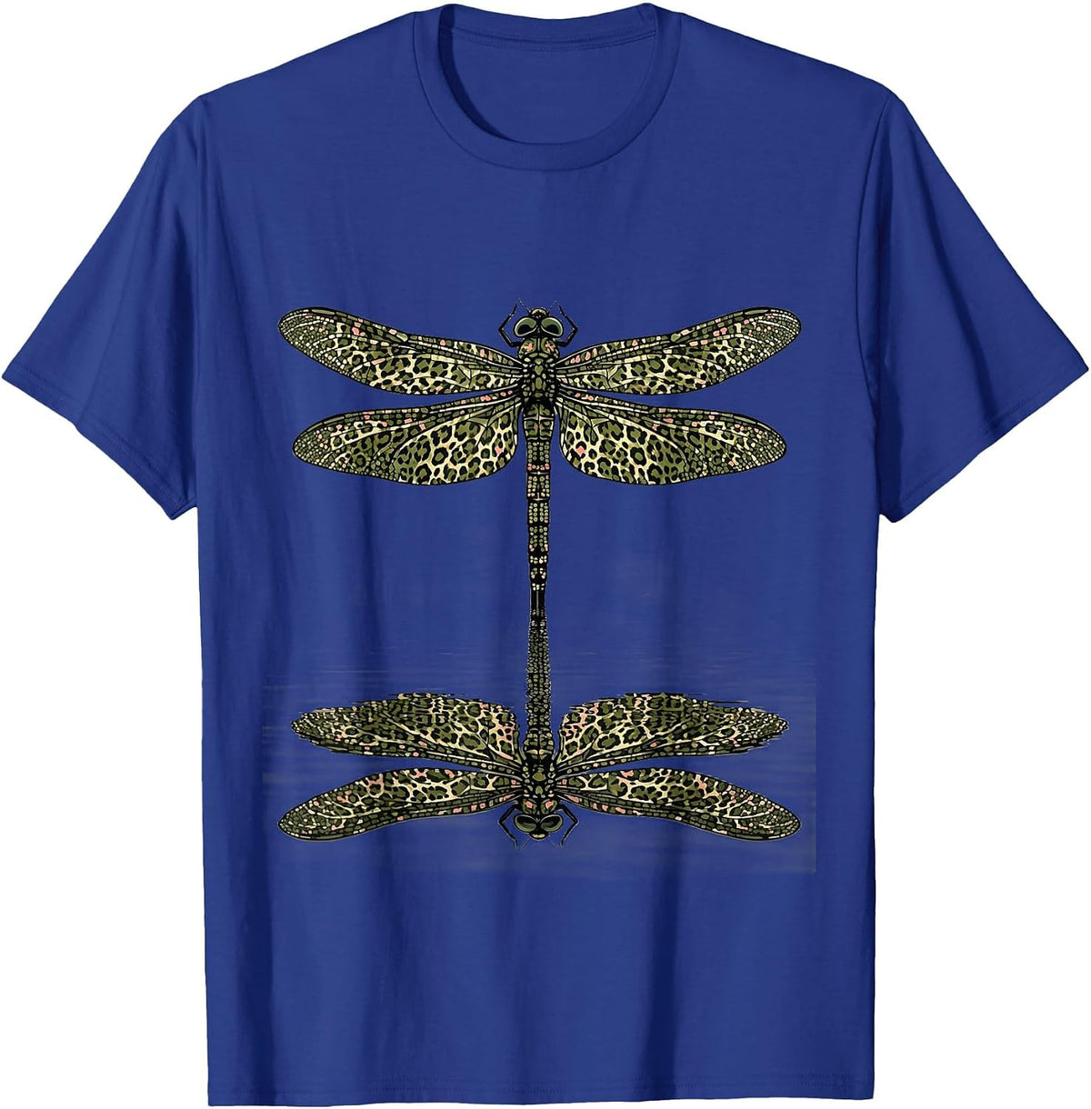 Camo Dragonfly Still Water Nature Design T-Shirt - Royal Blue
