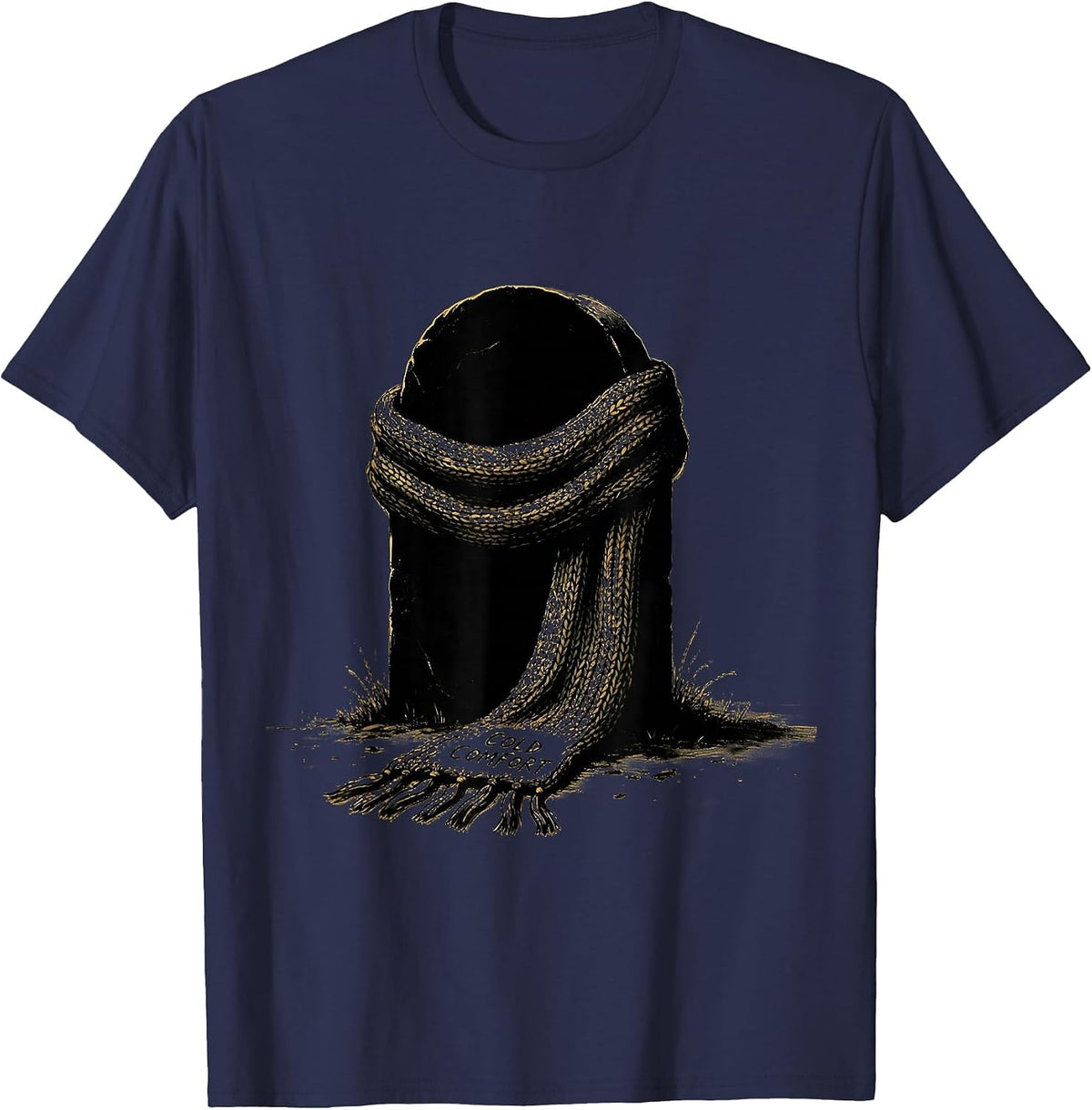 Men's Cold Comfort Gothic Y2K Grunge Alt Emo Aesthetic T-Shirt - Navy Blue