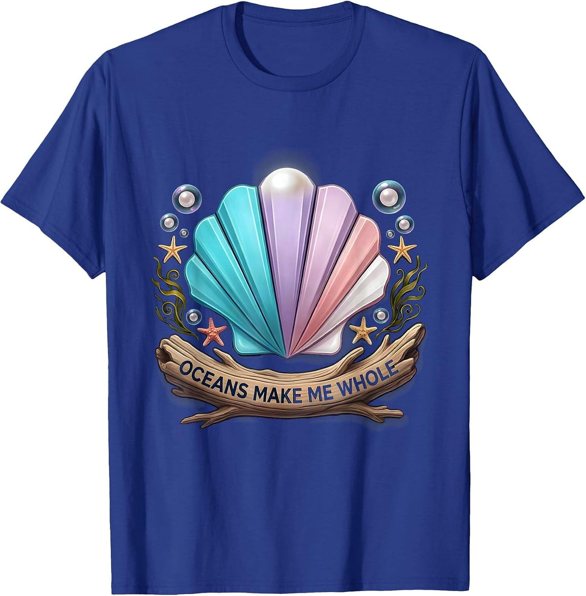 Men's Oceans Make Me Whole Fish Lover Design T-Shirt - Royal Blue