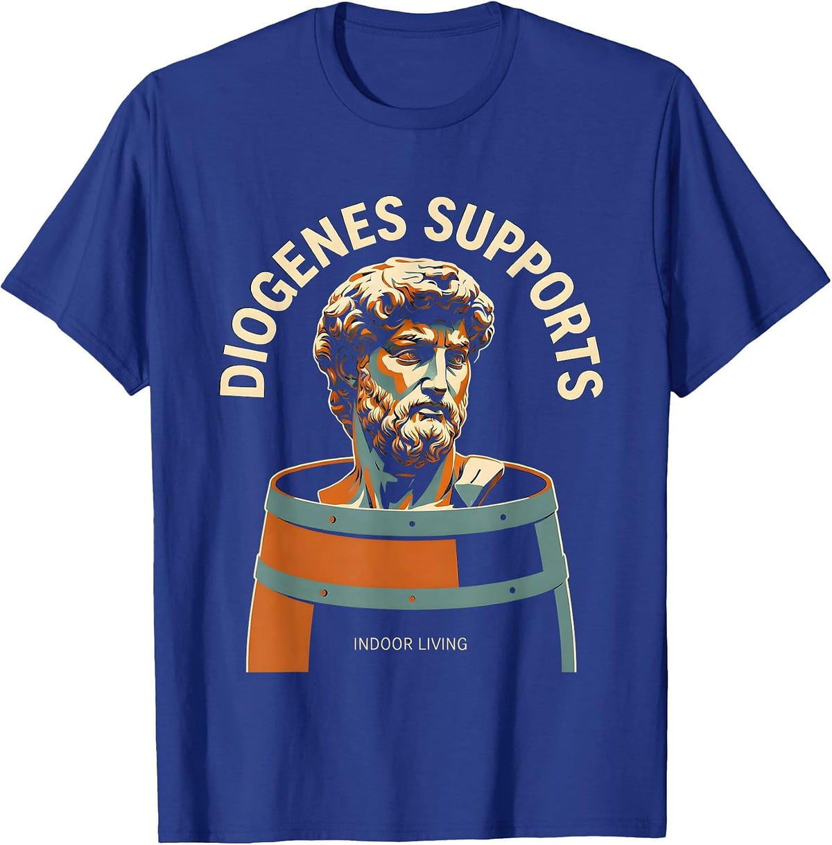 Men's Diogenes Supports Indoor Living Funny Philosopher Pun T-Shirt - Royal Blue