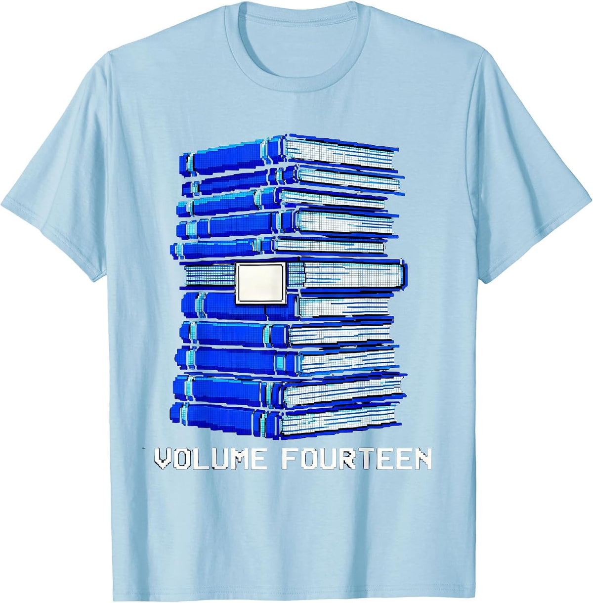 Volume Fourteen Pixel Art Bookworm 14th Birthday Reader Gift T-Shirt - Baby Blue