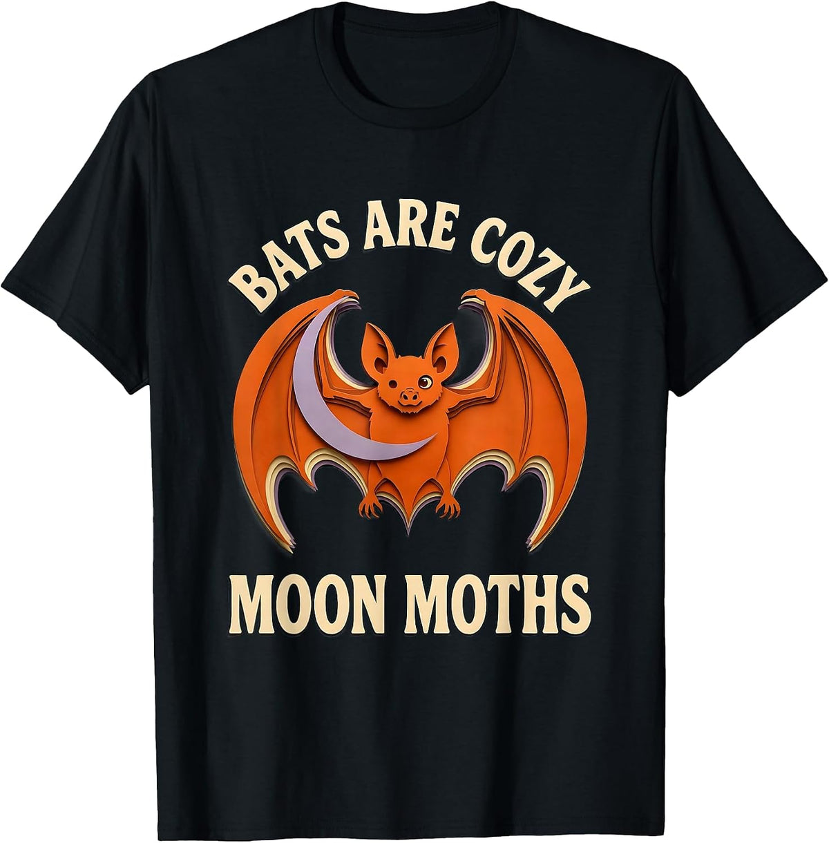 Men's Bats Are Cozy Moon Moths Funny Bat Lover Wildlife Biology T-Shirt - Black