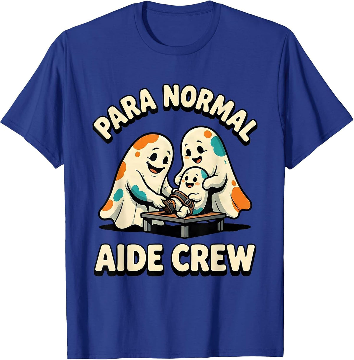 Men's Para Normal Aide Crew Funny Ghost Paraprofessional Halloween T-Shirt - Royal Blue