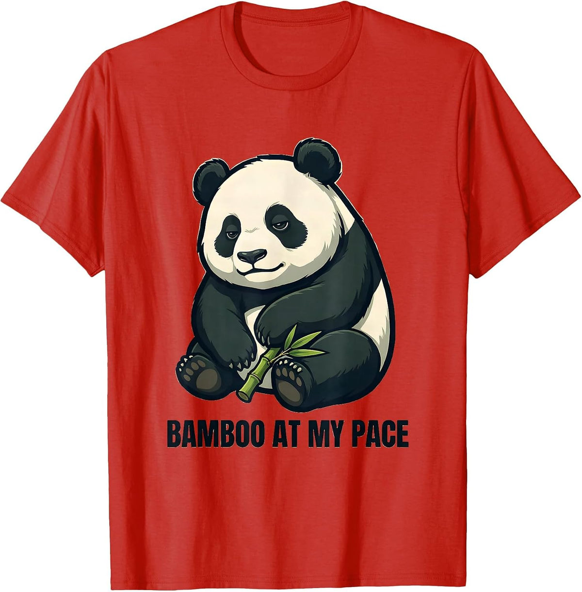 Men's Bamboo At My Pace Cute Chibi Panda Humor Animal Lover Gift T-Shirt - Red