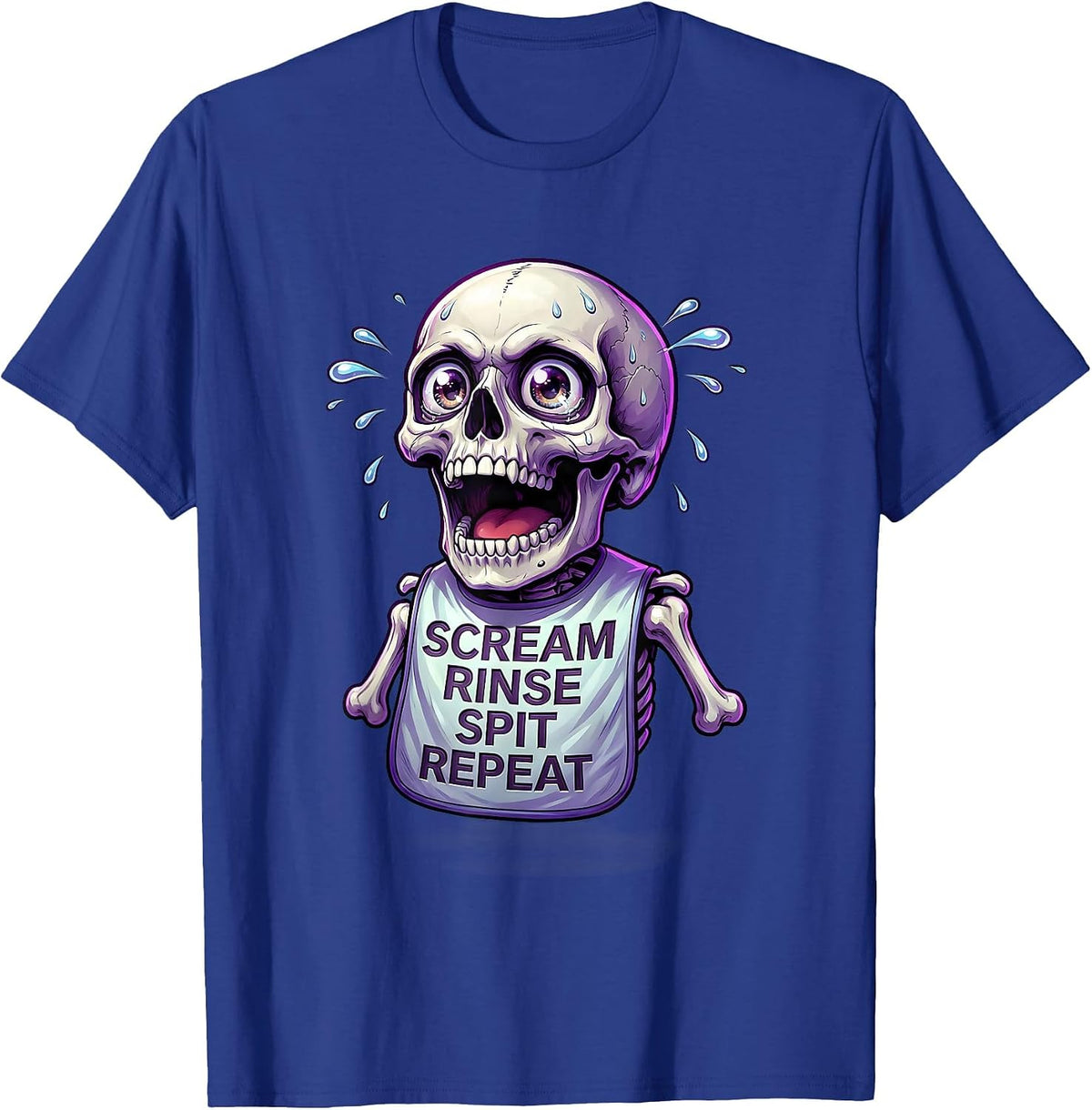 Halloween Dental Suction Scream Rinse Spit Repeat T-Shirt - Royal Blue