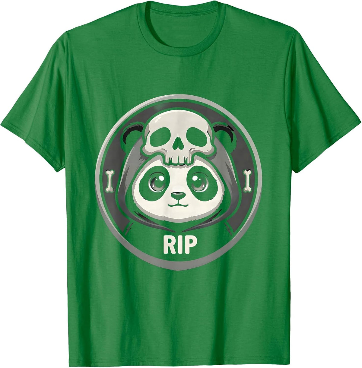 Men's RIP Horror Anime Gothic Kawaii Pastel Goth Chibi Panda T-Shirt - Kelly Green