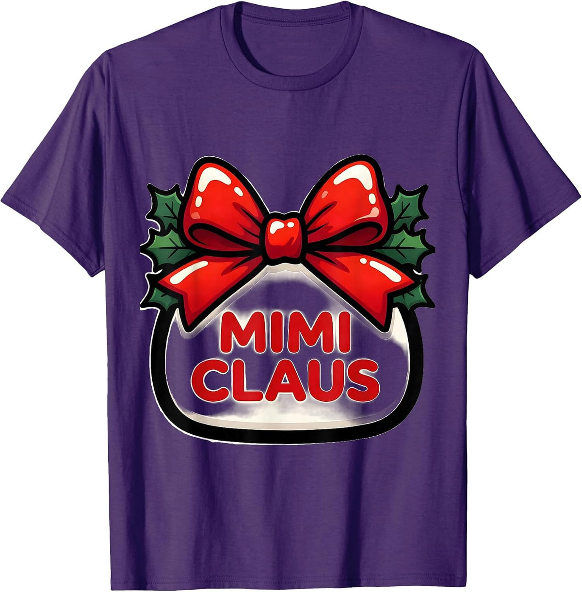 Mimi Claus Bright Cartoon Christmas Family Matching Pajama T-Shirt - Purple