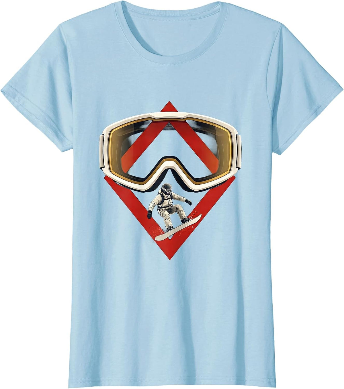Ski Goggle Double Diamond Snowboard Dad Humor T-Shirt - Baby Blue