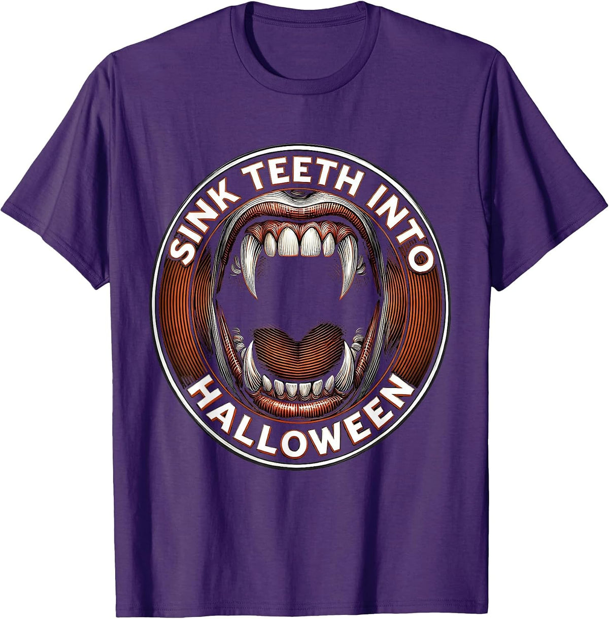 Sink Teeth Into Halloween Dental Design T-Shirt - Purple
