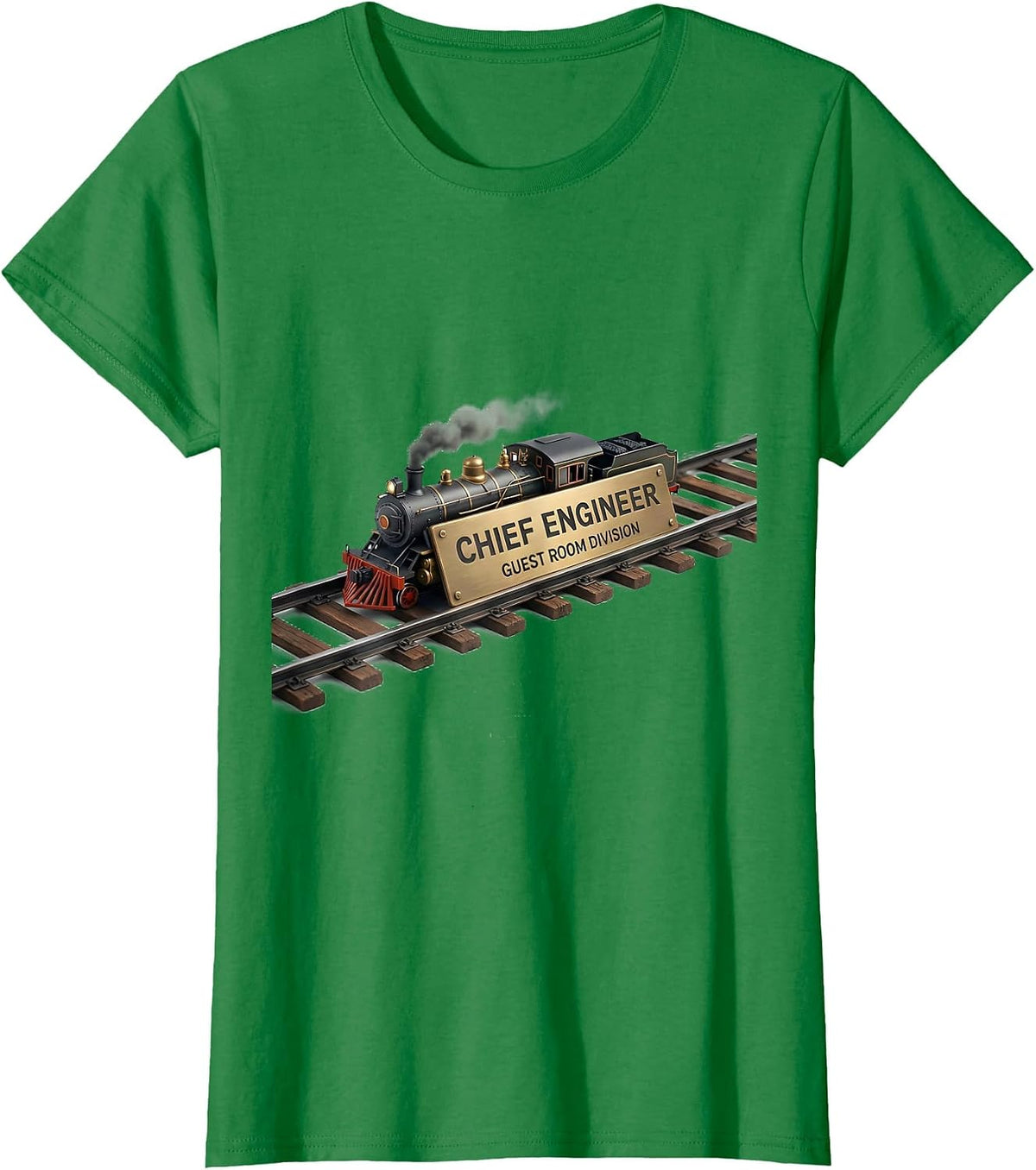 Women's Chief Engineer Guest Room Division Vintage Steam Train T-Shirt - Kelly Green