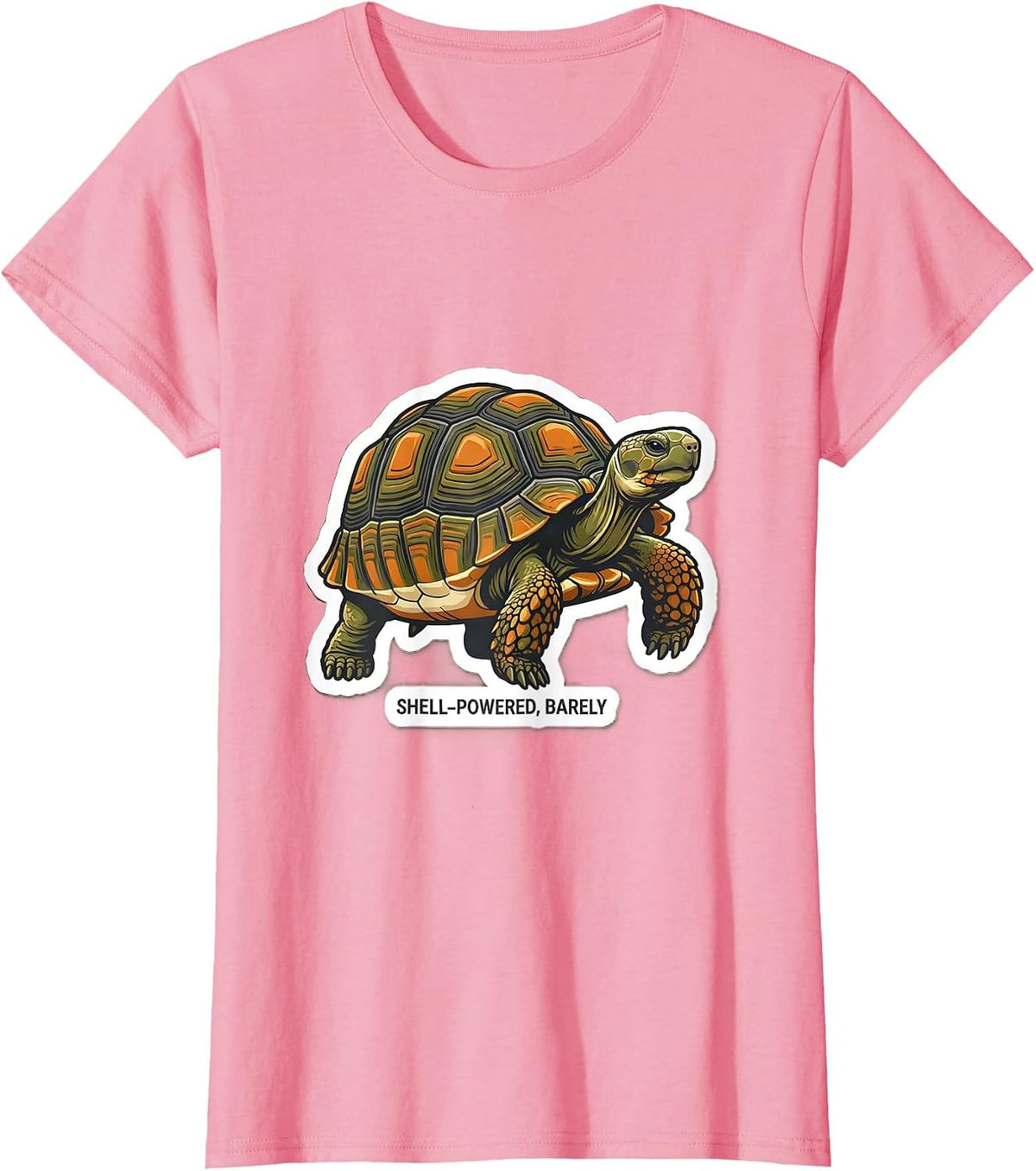 Women's Shell-Powered, Barely Funny Tortoise Lover Reptile Gift T-Shirt - Pink