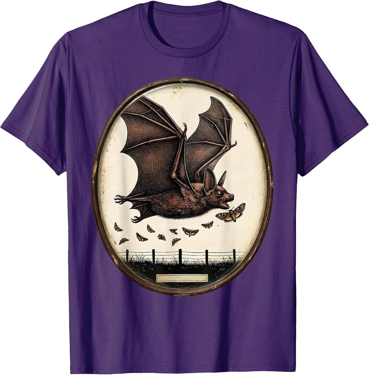 Brown Bat Vintage Bat Lover Nature Conservation T-Shirt - Purple