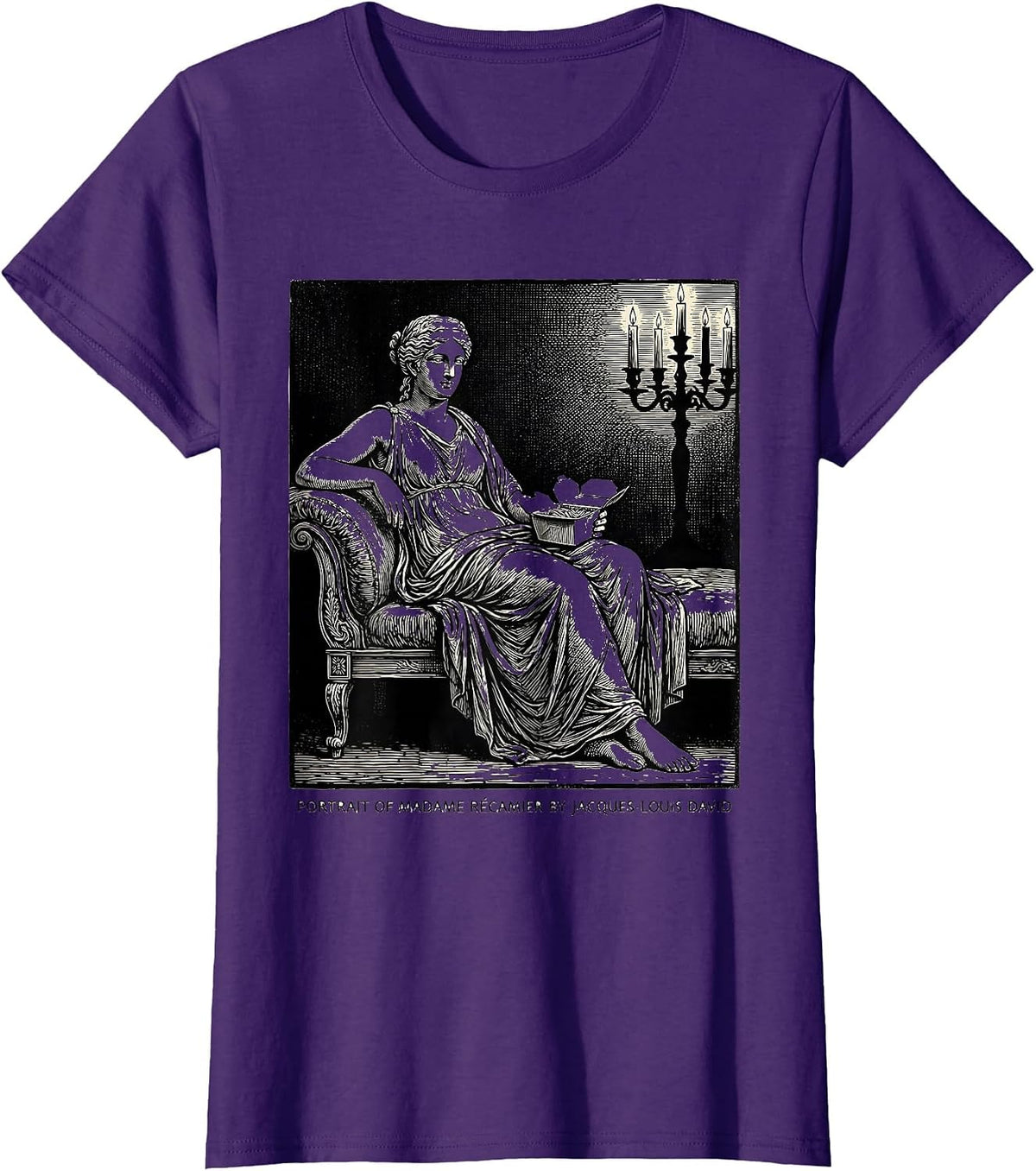 Women's PORTRAIT OF MADAME RÉCAMIER BY JACQUES-LOUIS DAVID Art T-Shirt - Purple
