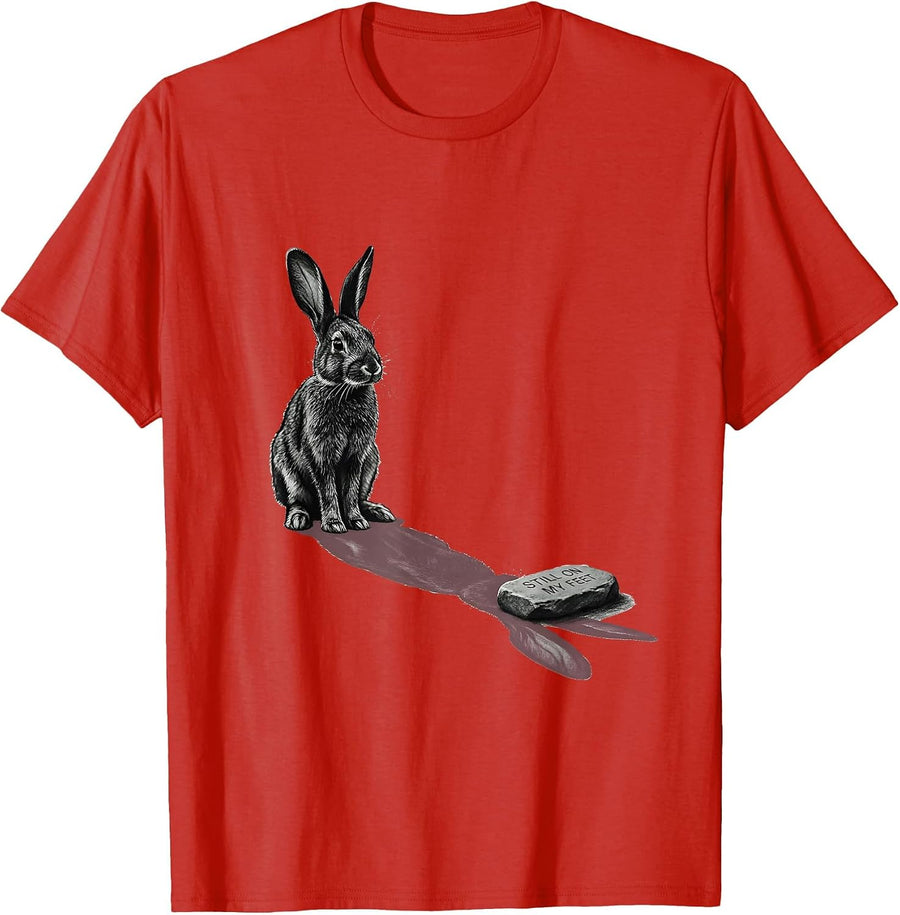 Men's Still On My Feet Creepy Cute Goth Bunny Horror Aesthetic T-Shirt - Red
