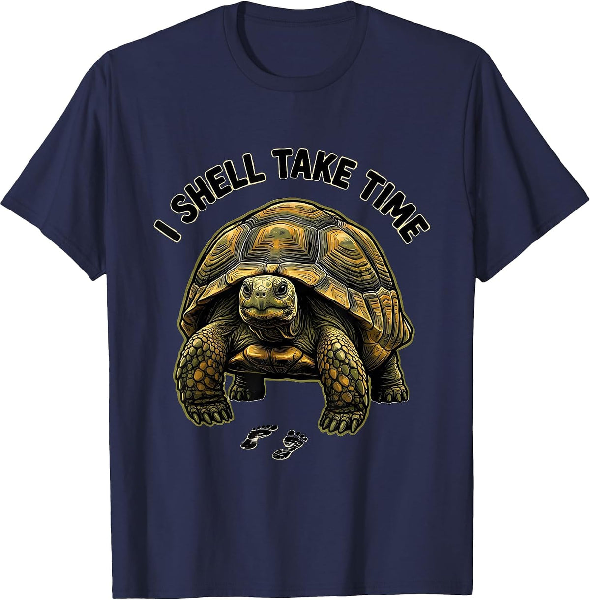 I Shell Take Time Funny Tortoise Lover Turtle Humor Gift T-Shirt - Navy Blue