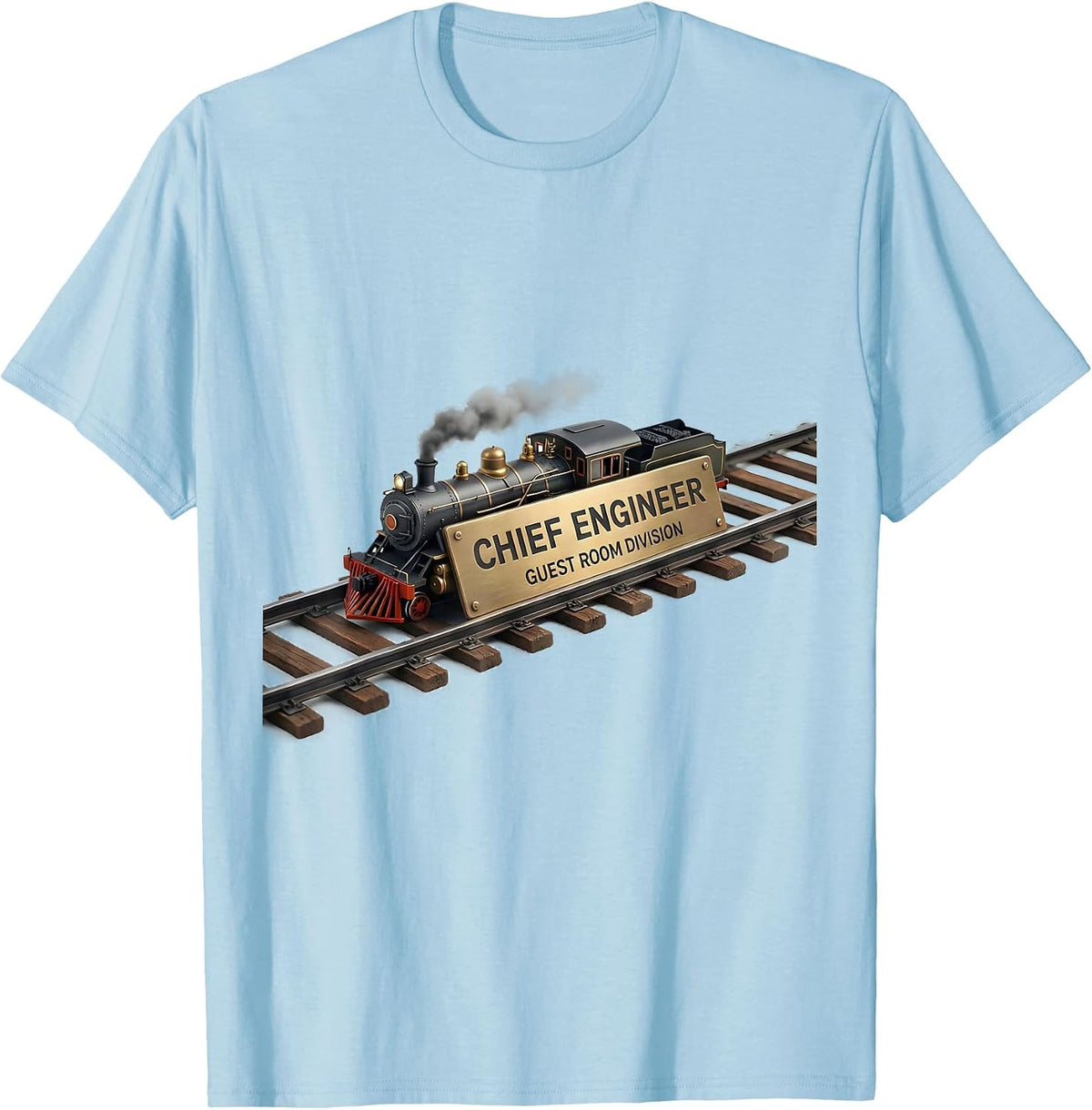 Men's Chief Engineer Guest Room Division Vintage Steam Train T-Shirt - Baby Blue