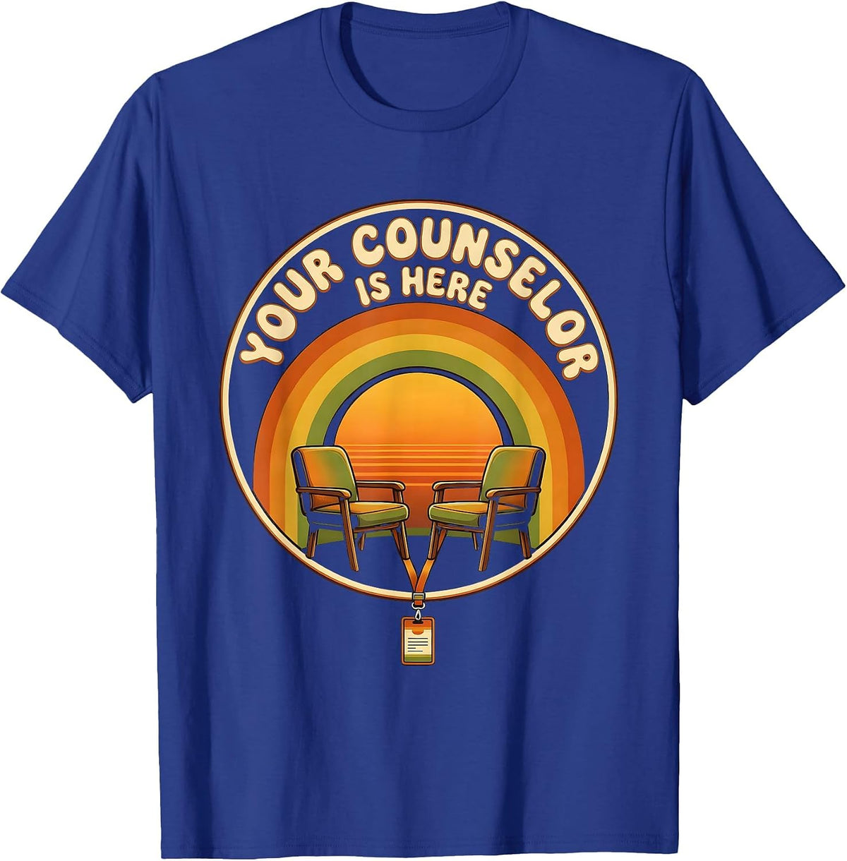 Your Counselor Is Here Retro Groovy School Counselor T-Shirt - Royal Blue