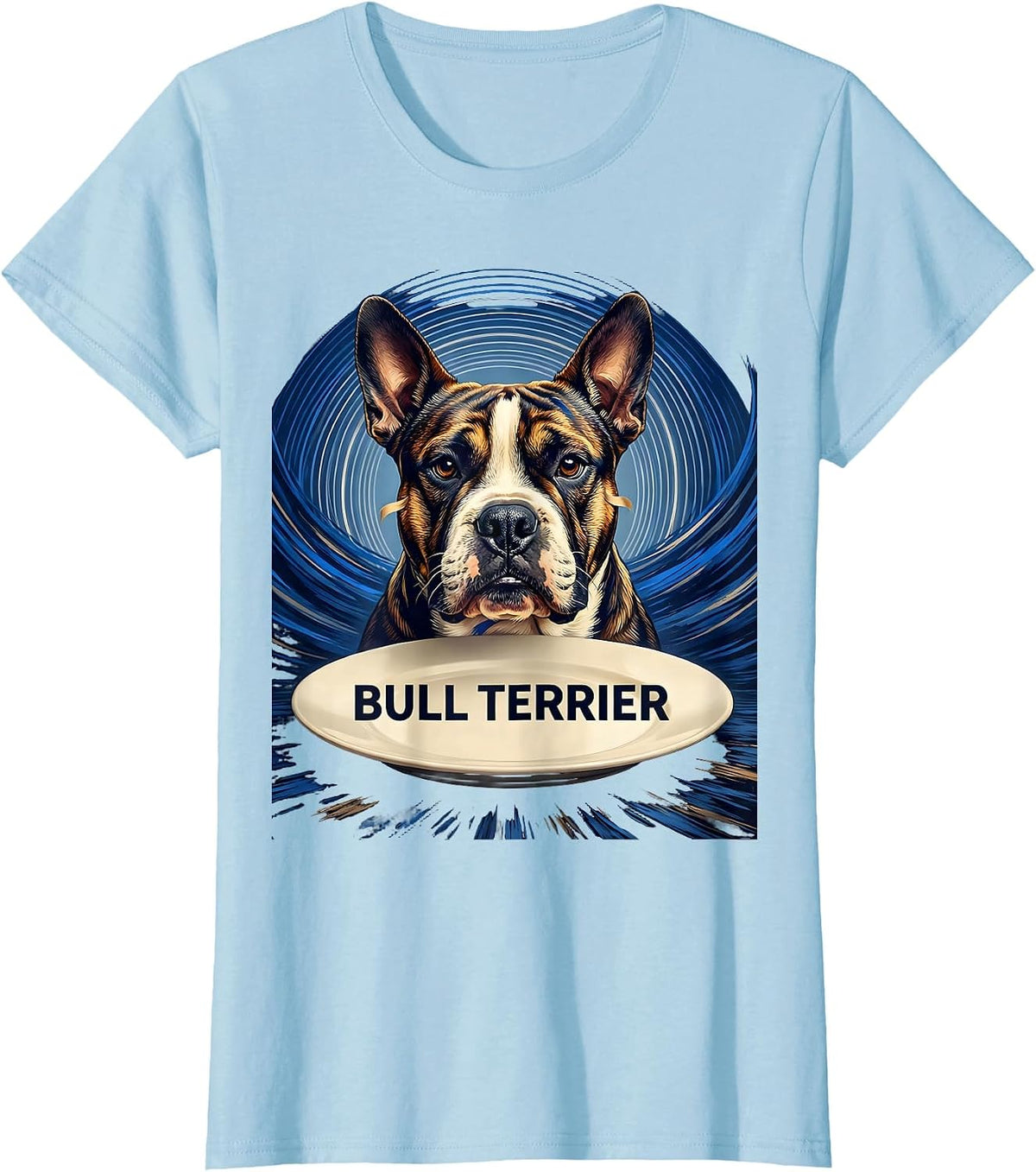 Bull Terrier Van Gogh Style Starry Night Dog Breed Portrait T-Shirt - Baby Blue