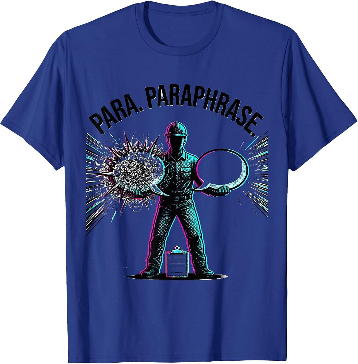 Men's Para Paraphrase Bold Pop Art Funny Paraprofessional Support T-Shirt - Royal Blue