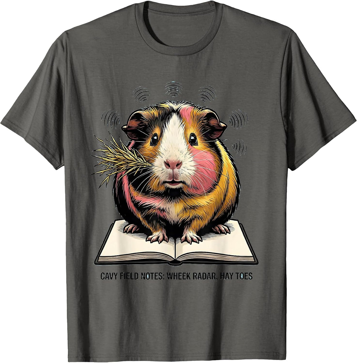 Men's Cavy Field Notes: Wheek Radar, Hay Toes Funny Cavy Lover T-Shirt - Asphalt Grey