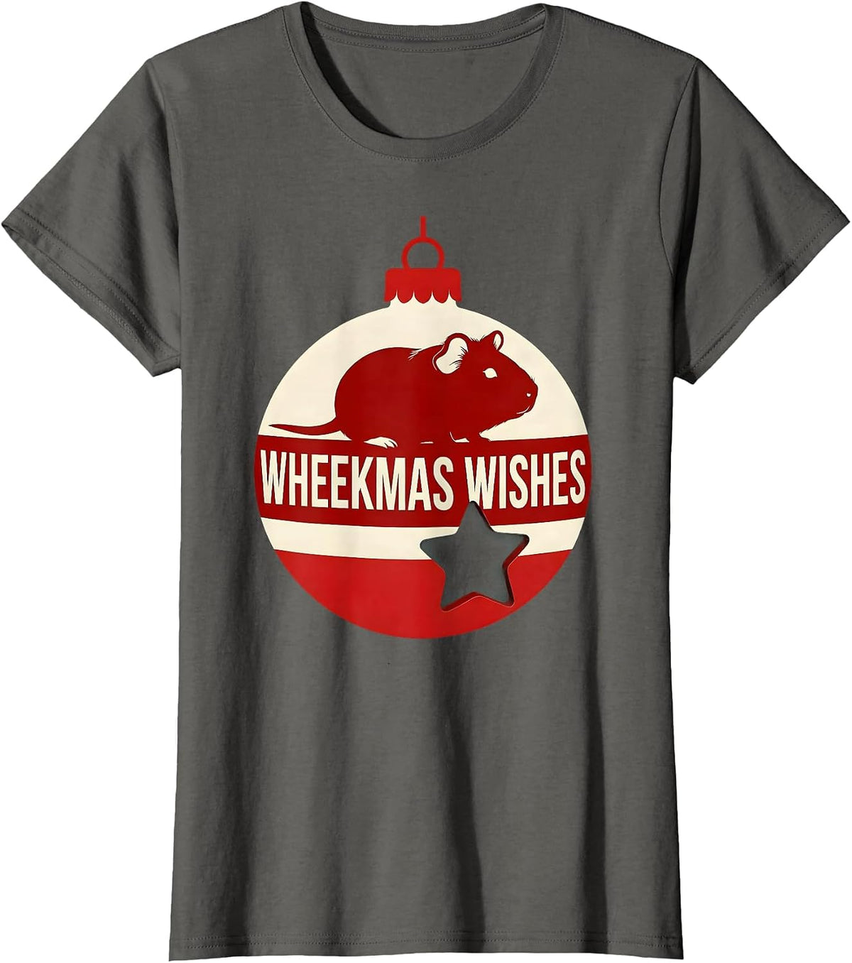 Women's Wheekmas Wishes Funny Guinea Pig Christmas Pet Lover Holiday T-Shirt - Asphalt Grey
