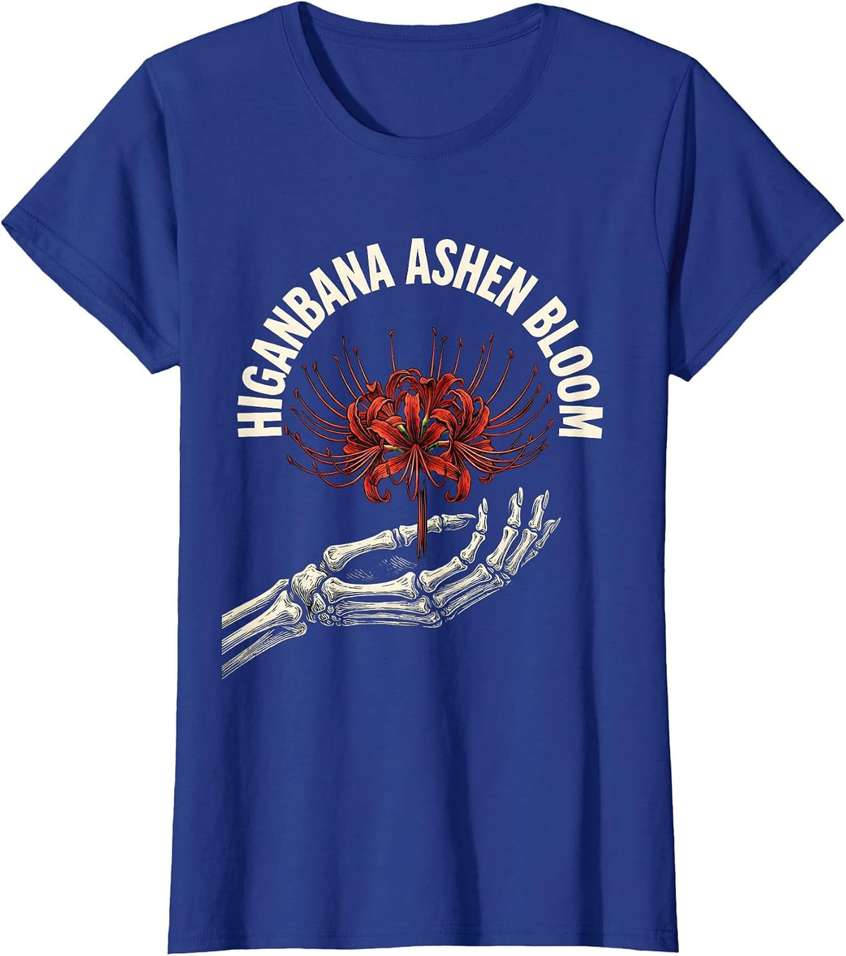 Women's Higanbana Ashen Bloom Horror Anime Kawaii Goth Aesthetic T-Shirt - Royal Blue
