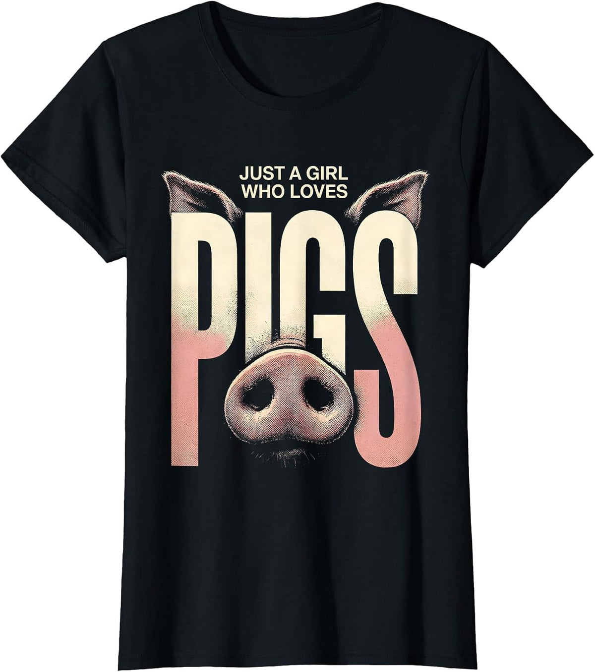 Women's Just A Girl Who Loves Pigs Funny Pig Lover Animal Humor T-Shirt - Black