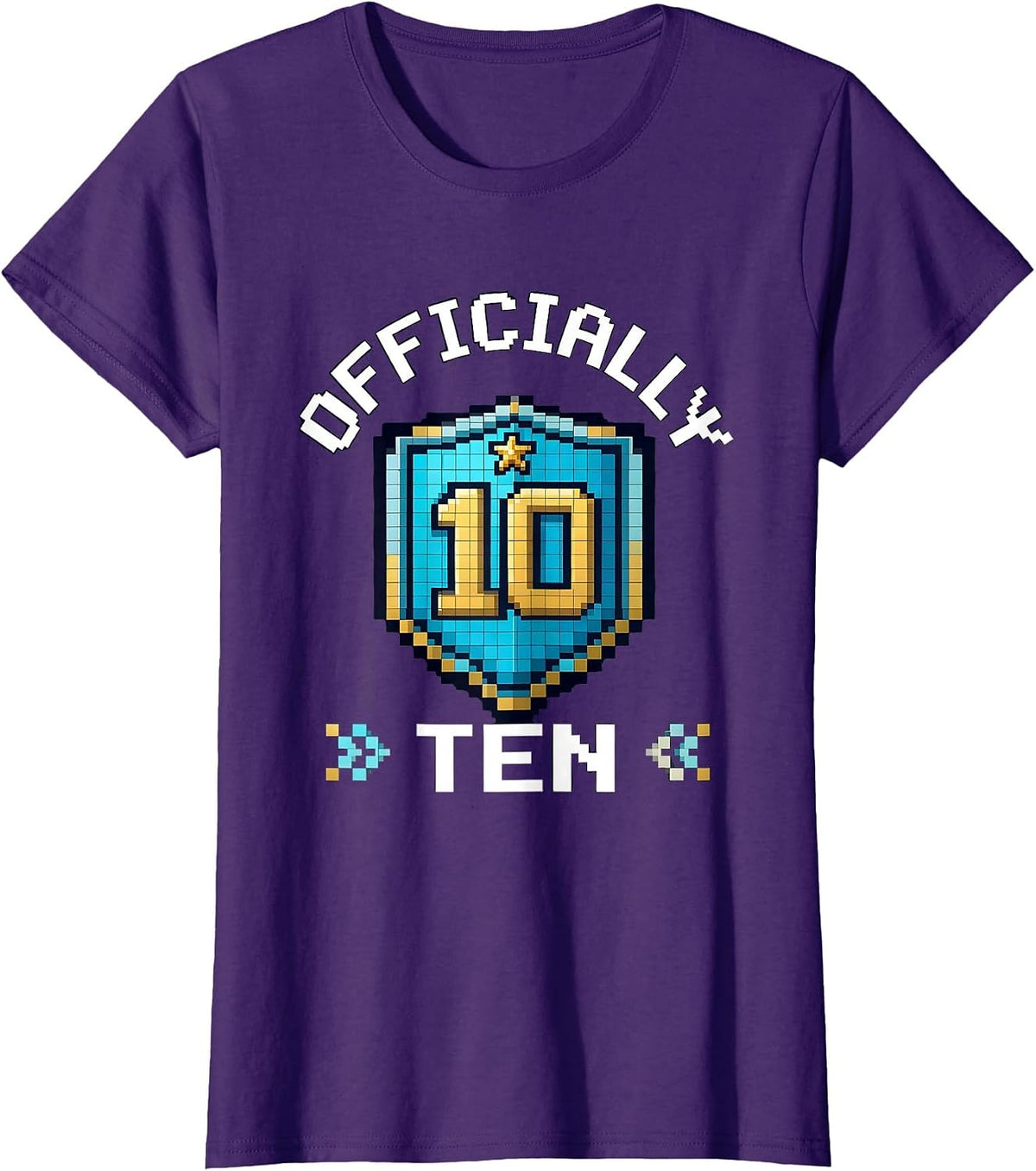 Women's Officially Ten Pixel Art Gaming Birthday Milestone T-Shirt - Purple