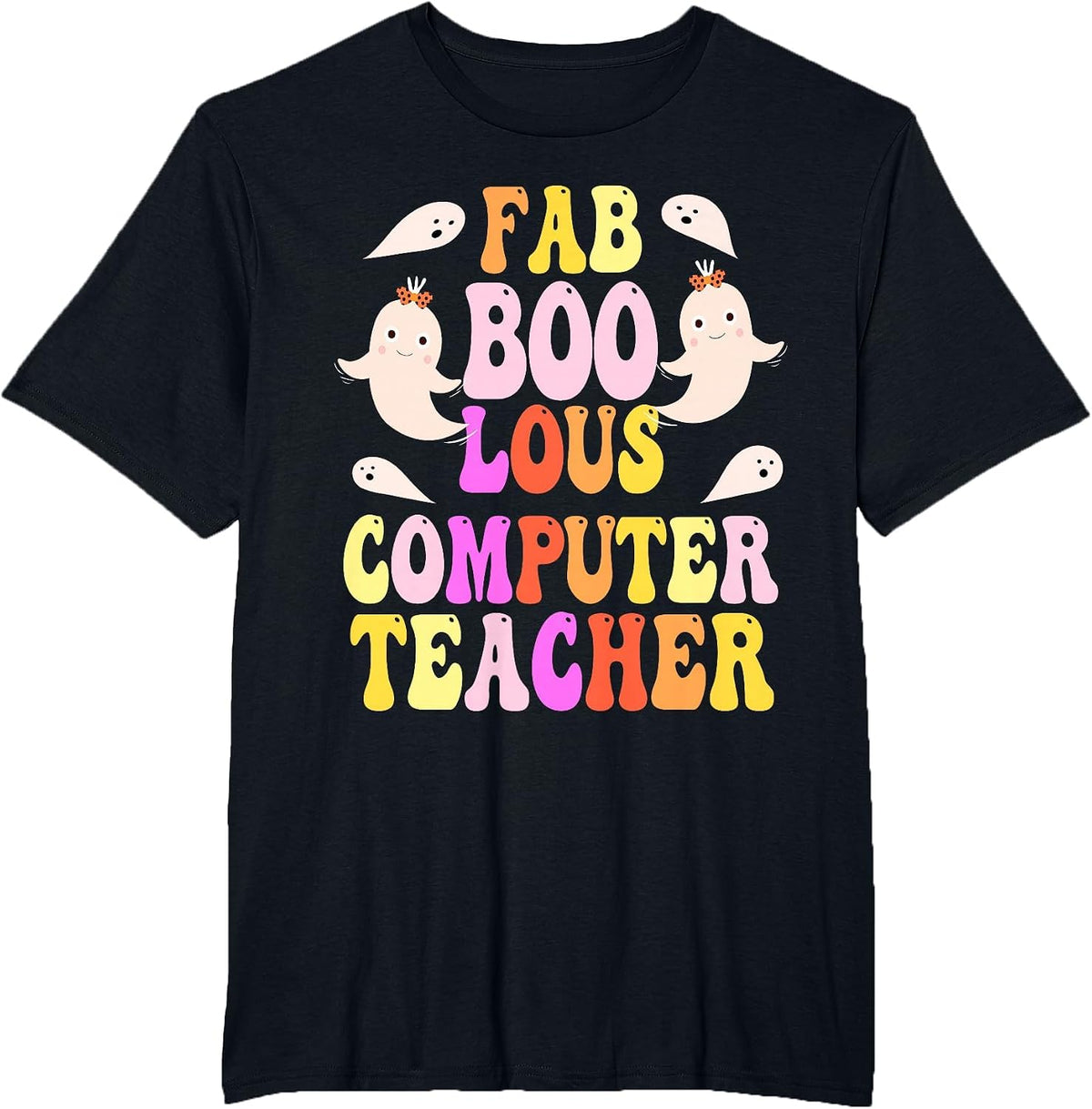 Faboolous Computer Teacher Costume This is My Spooky Mom Dad T-Shirt - Black