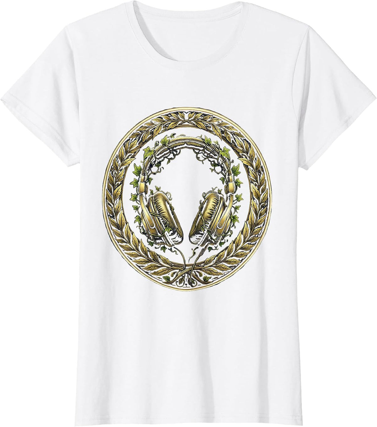 Music Teacher Headphones Wrapped in Ivy Vines T-Shirt - White