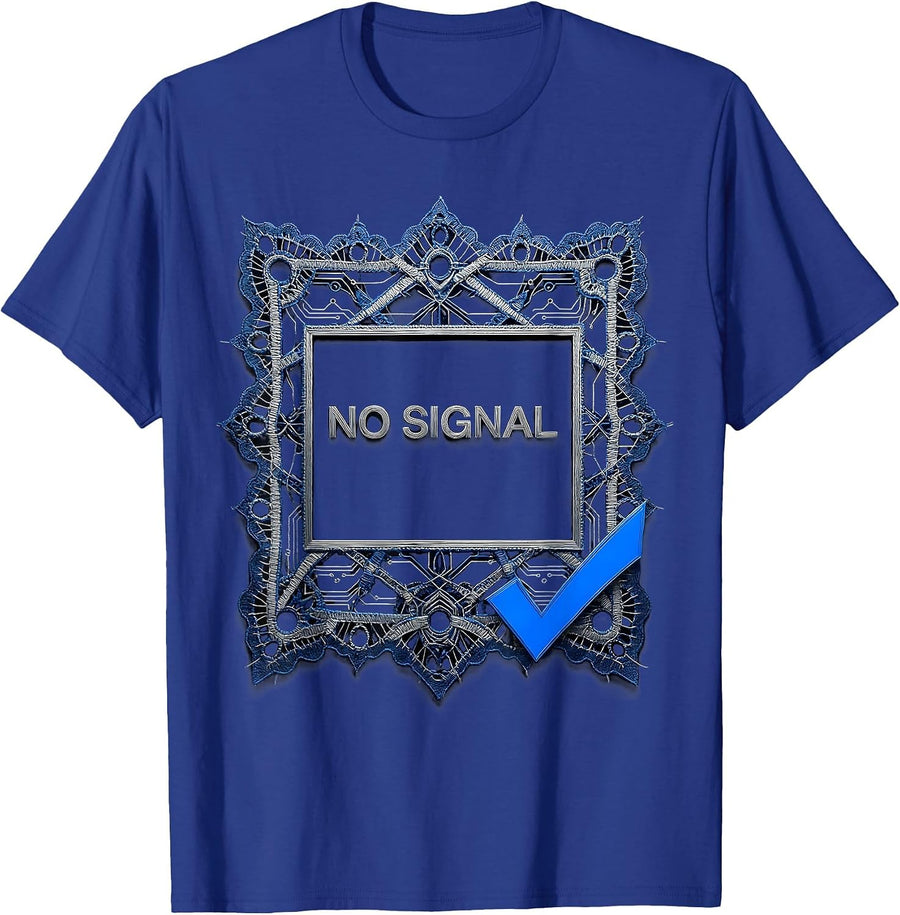 NO SIGNAL Cyberpunk Techwear Goth Ninja Aesthetic Lace T-Shirt - Royal Blue