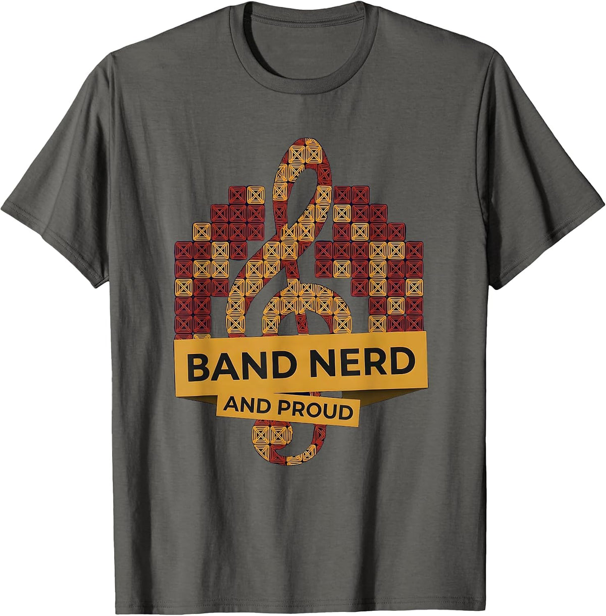 Men's Band Nerd and Proud Music Design T-Shirt - Asphalt Grey