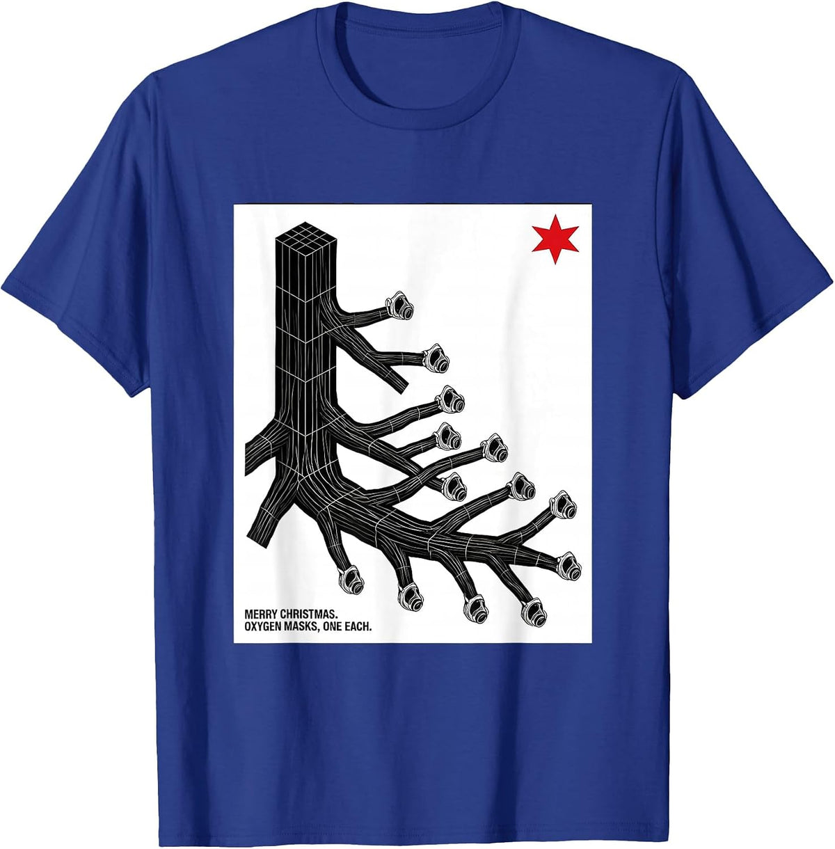 Men's Merry Christmas Oxygen Masks One Each Respiratory Therapist T-Shirt - Royal Blue