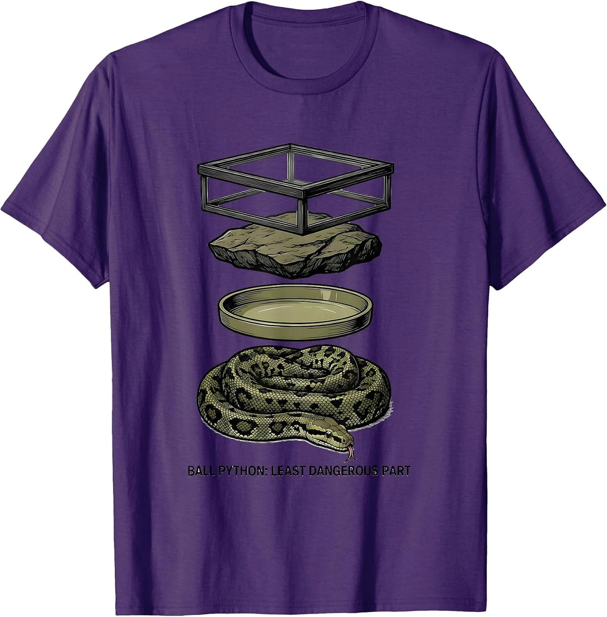 Ball Python: Least Dangerous Part Funny Snake Lover Meme T-Shirt - Purple