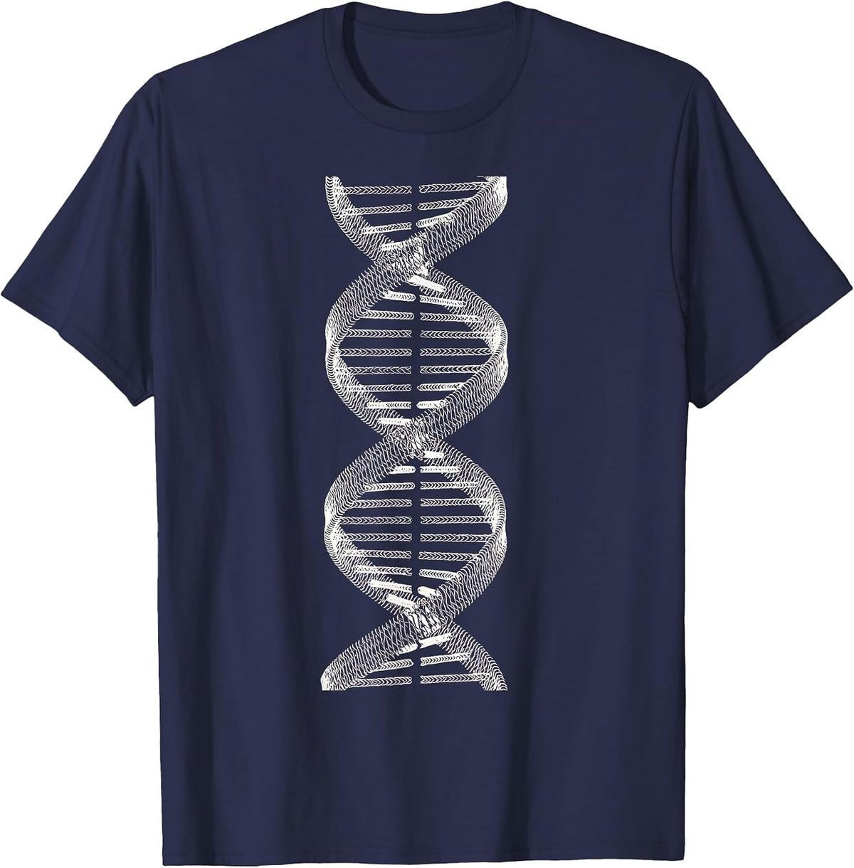 Men's Baseball Stitch Double Helix Science Art T-Shirt - Navy Blue