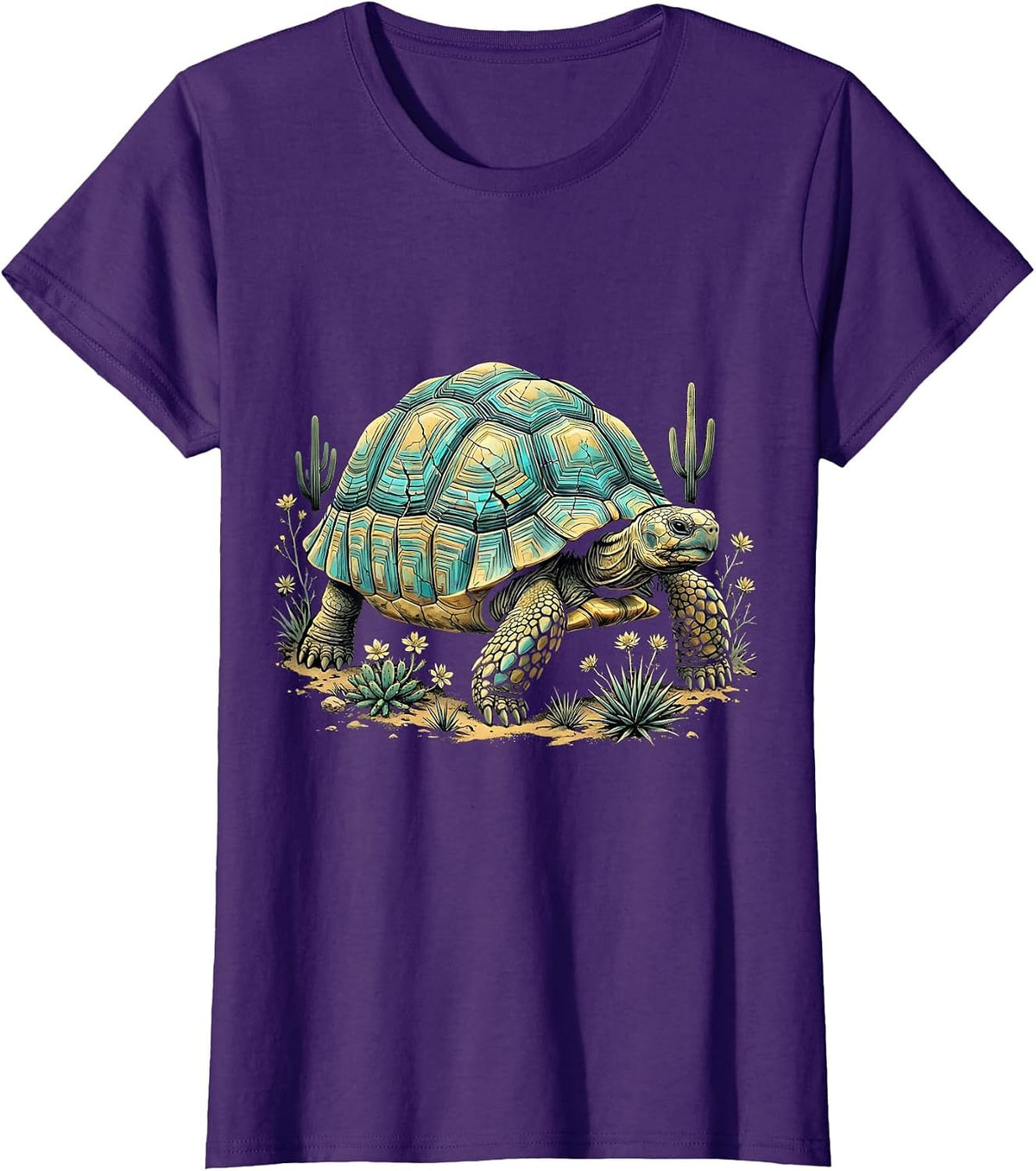 Women's Desert Tortoise Turquoise Shell Western Design T-Shirt - Purple